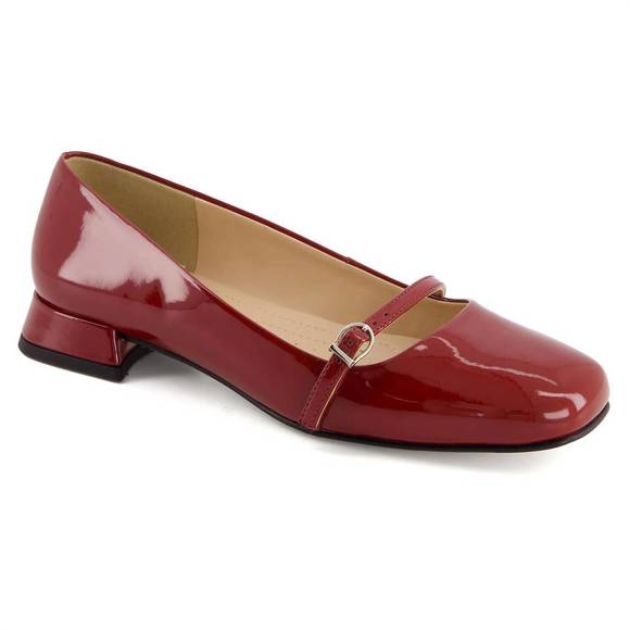NEW ANDREA women's low heel mary janes shoes in red - Picture 1 of 5